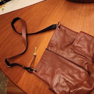 Fossil Brown Leather Crossbody Bag